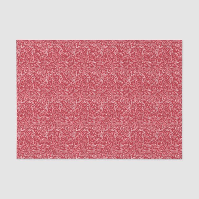 Weißes und rotes Blattwerk/Blumendesign Seidenpapier (Vorderseite)
