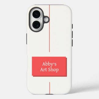 Weißes und rotes Design mit Ihrem Text iPhone 16 Hülle