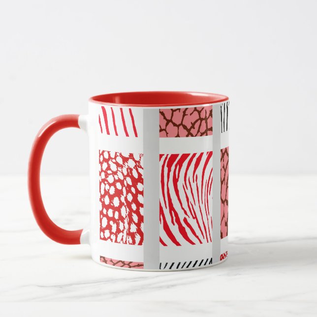Weißes und rotes gemischtes Tier Tasse (Links)