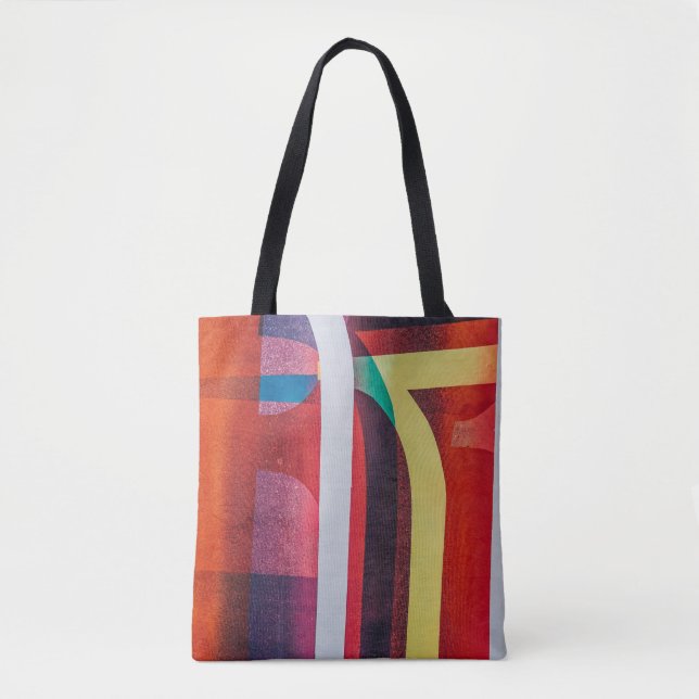 Weißes und rotes Textil Tasche (Vorderseite)
