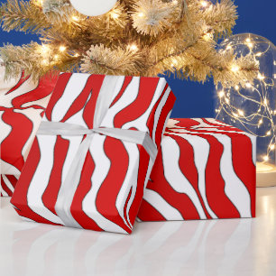 Weißes und rotes Tigerband - Tierdruck Geschenkpapier