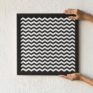 Weißes und schwarzes Chevron-Muster Poster