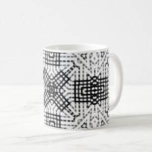 Weißes und schwarzes durchbrochenes geometrisches kaffeetasse