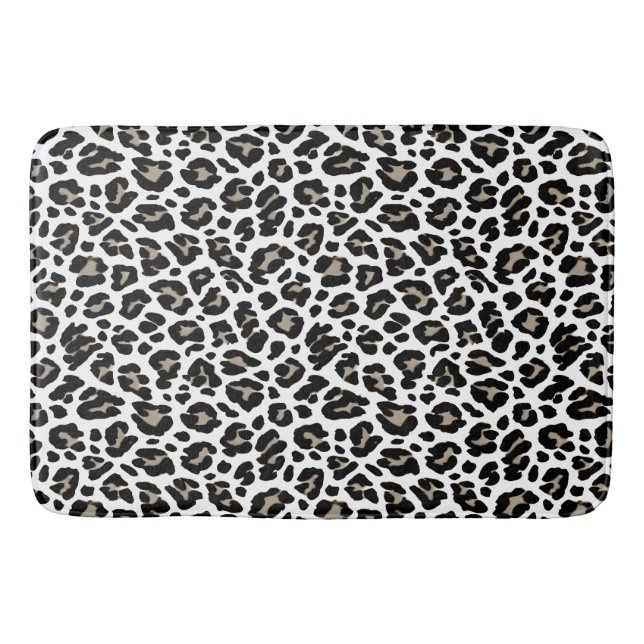 Weißes und schwarzes Leopard Badematte (Vorderseite)