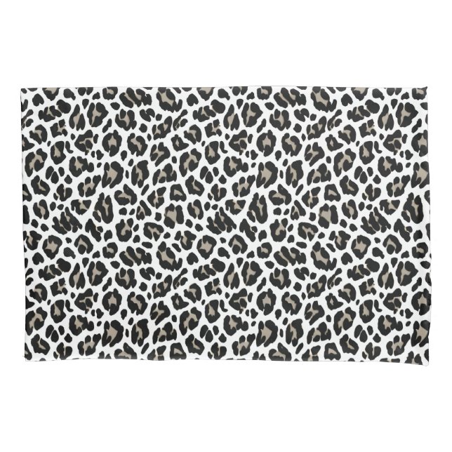 Weißes und schwarzes Leopard Kissenbezug (Vorderseite)