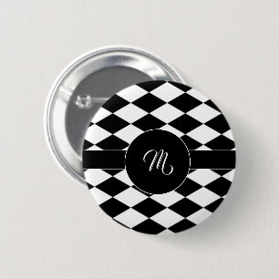 Weißes und schwarzes Rautenmuster Button