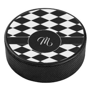 Weißes und schwarzes Rautenmuster Eishockey Puck