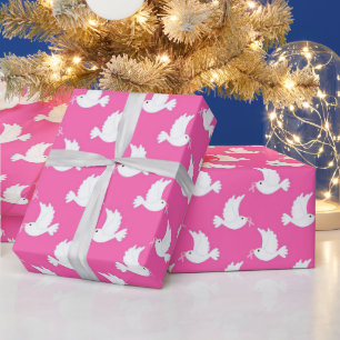 Weißes Vogel-Brustkrebs-Bewusstseinsmuster Geschenkpapier