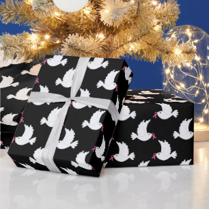 Weißes Vogel-Brustkrebs-Bewusstseinsmuster Geschenkpapier