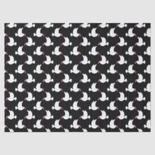 Weißes Vogel-Brustkrebs-Bewusstseinsmuster Seidenpapier