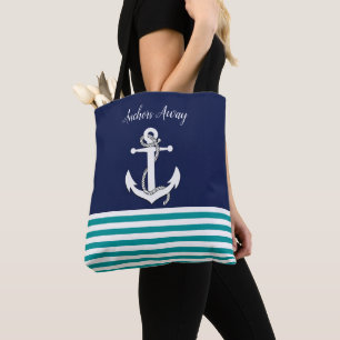 Weißes Wasserschiff/Anker weg/Marine/Aquablau Tasche