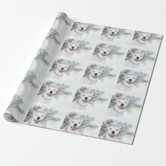 Weißes Weihnachten Pitbull Geschenkpapier