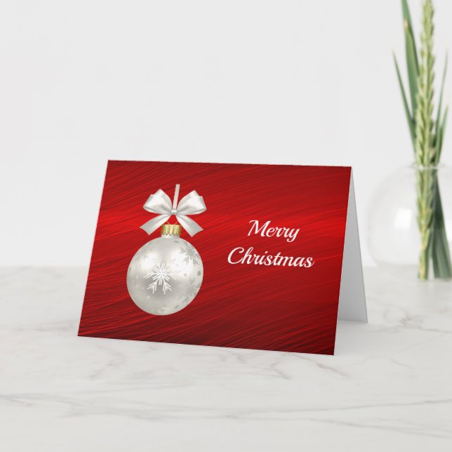 Weißes Weihnachtsball Feiertagskarte (Vorderseite)