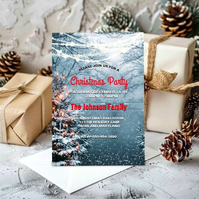 Weißes Weihnachtsbaum-Party aus Chichewald Einladung (Von Creator hochgeladen)