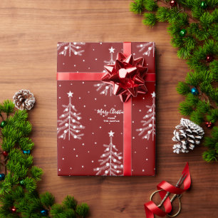 Weißes Weihnachtsbaummuster Benutzerdefinierter T Geschenkpapier