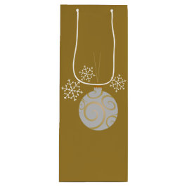 Weißes Weihnachtsflitter und -schneeflocken Geschenktüte Für Weinflaschen