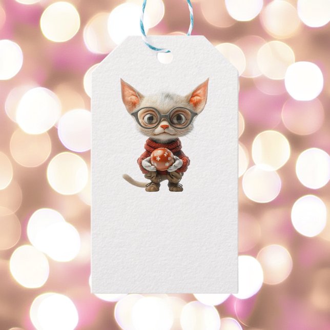 Weißes Weihnachtsgebäck mit Rothandschuhen Geschenkanhänger (Von Creator hochgeladen)