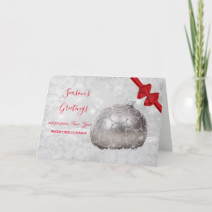 Weißes Weihnachtsgeschenk, Roter Bogen, Firmengrüß Feiertagskarte