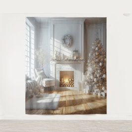 Weißes Weihnachtsglühen Wandteppich