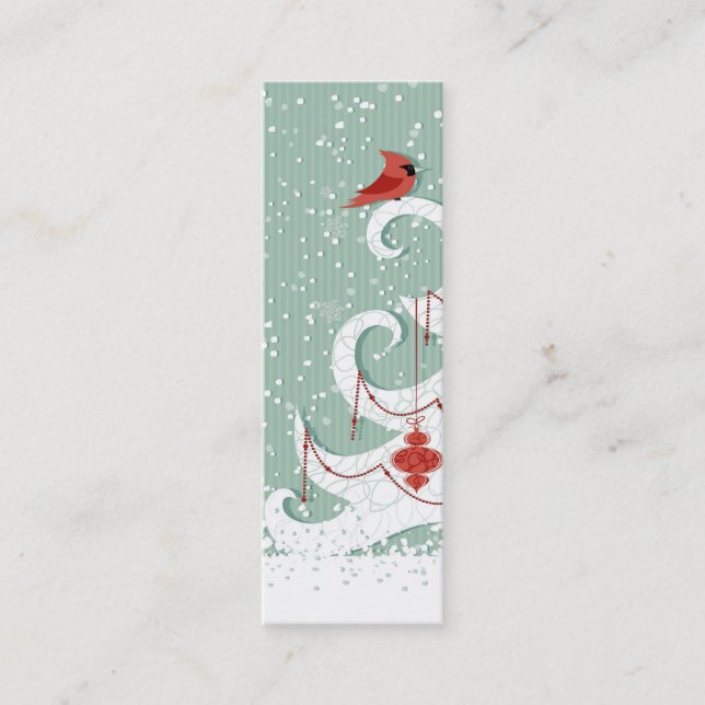 Weißes WeihnachtsLesezeichen-Geschäfts-Karte Mini Visitenkarte (Vorderseite)