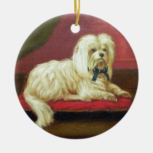 Weißes Weihnachtsmaltesische antike Malerei Keramik Ornament (Vorne)