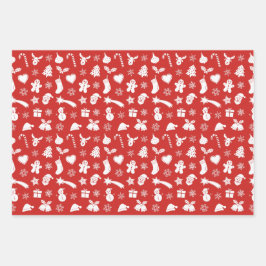 Weißes Weihnachtsmuster Geschenkpapier Set