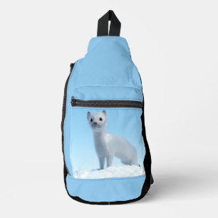 Weißes Wiesel-Kunstwerk Crossbody Bag