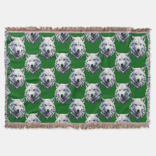 Weißes Wolfskopf-Musterdesign Grün Decke