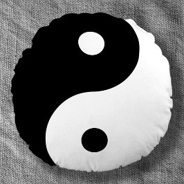 Weißes Zen-Yin-Yang-Symbol Rundes Kissen