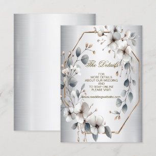 Weißfarbene Blume Golden Frame Silber Aquamarin Begleitkarte