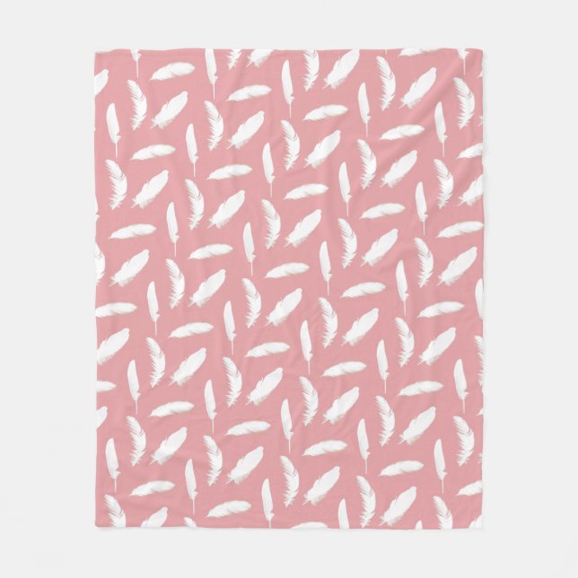 Weißfederdruck auf Muschel Rosa Fleecedecke (Vorderseite)