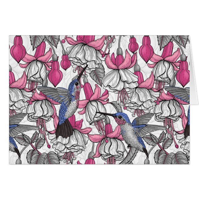 Weißfuchsien und Kolibris (Vorderseite (Horizontal))