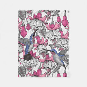 Weißfuchsien und Kolibris Fleecedecke