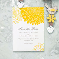 Weißgelbes Chrysanthemum Save the Date einfach