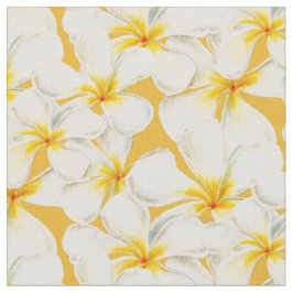 Weißgelbes Gold frangipani Wasserfarbe tropisch Stoff
