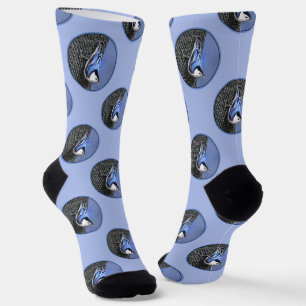 Weißgeröstete Nuthatch-Malerei Original Bird Ar Socken