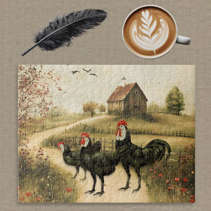 Weißgesichtige schwarze spanische Bantam-Hähne Hüh