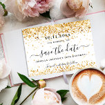 Weißgold Save the Date<br><div class="desc">Eine gmädchenhafte und trendige Save the Date-Karte für eine 30. Geburtstagsfeier (oder jedes Alter). Ein stilvoller weißer Hintergrund mit vergoldeten Imitaten und Glitzern. Der Text: Save the Date ist mit einem großen angesagten,  handgeschriebenen Stilskript geschrieben.</div>
