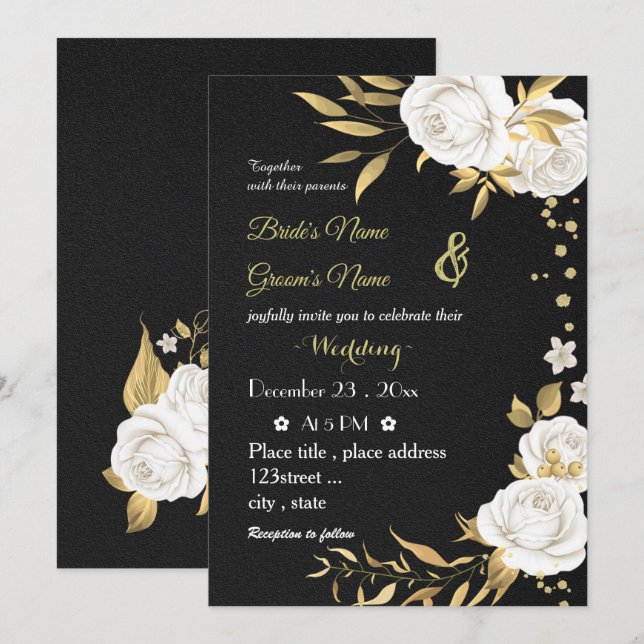 Weißgoldhochzeit der Blume Einladung (Vorne/Hinten)