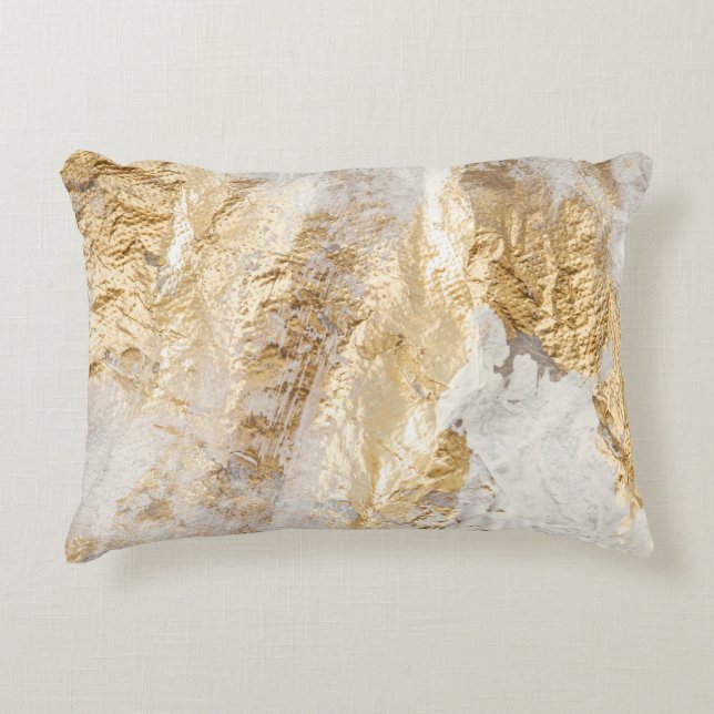 Weißgoldpinsel malte Textur. Dekokissen (Vorderseite)