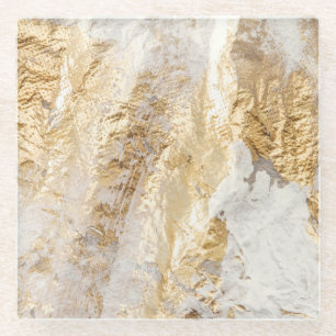 Weißgoldpinsel malte Textur. Glasuntersetzer
