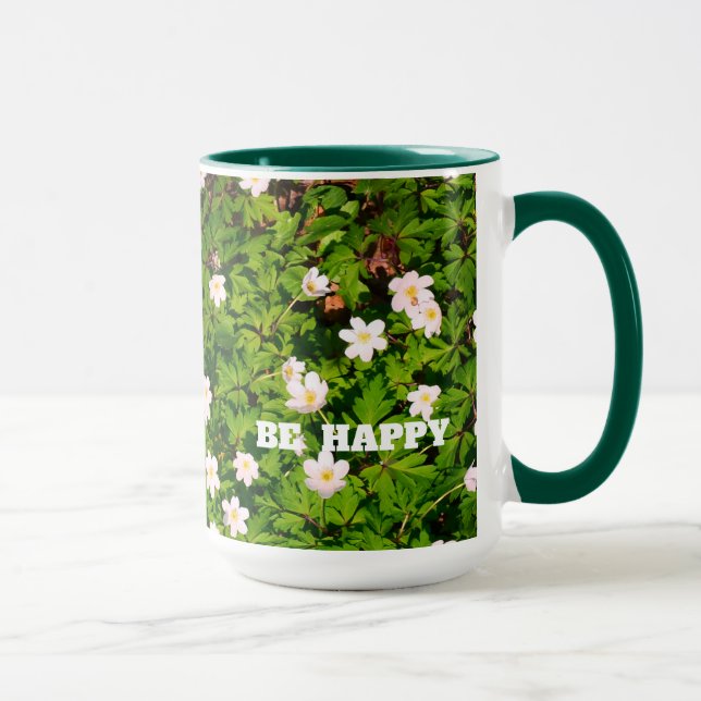 Weißholz Anemone Frühlingsblumen glücklich sein Tasse (Rechts)