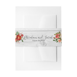 Weißholzchic Custom Rustic Red Floral Rose Einladungsbanderole
