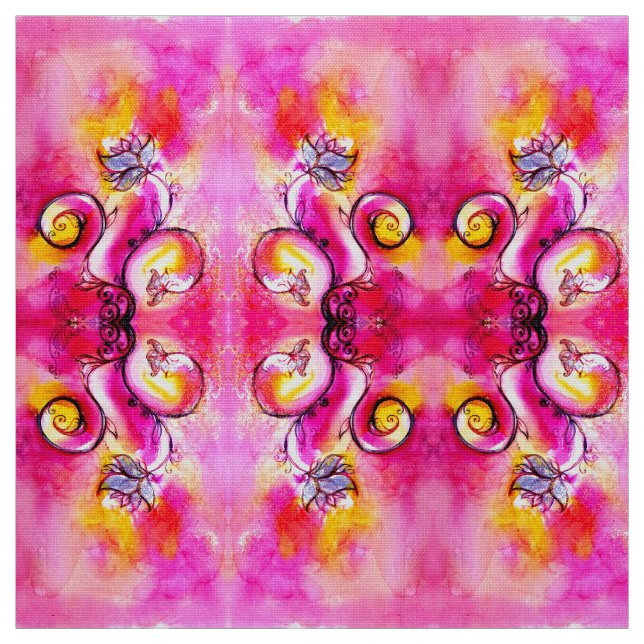 WEISSISCHE BLUME rosa Fuchsiengelb Stoff (Muster)