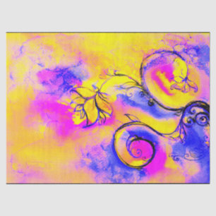 WEISSKALISCHE BLUME Gelb-Blau-Rosa Seidenpapier