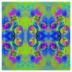 WEISSKALISCHE BLUME rosa-gelb-blau Stoff