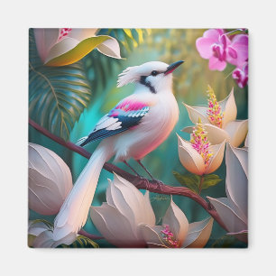 Weißkamm-Rosa-Brust-Fantasievogel Magnet