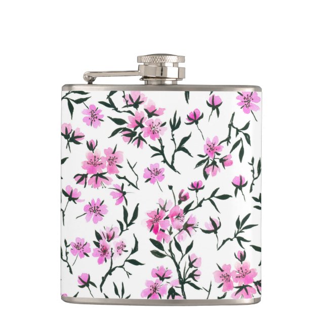 Weißkirschblüte Flachmann (Vorderseite)