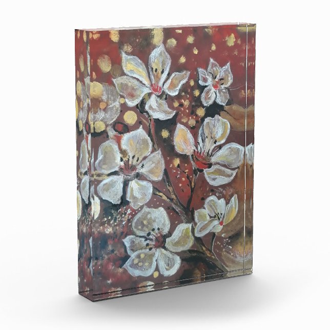 Weißkirsche blüht im Hintergrund Fotoblock (Links)