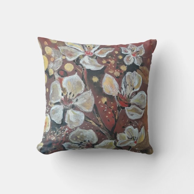 Weißkirsche blüht im Hintergrund Kissen (Vorderseite)